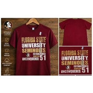 NWT FSU Seminoles Youth Medium Tee Florida State Garnet Gold NCAA Shirt